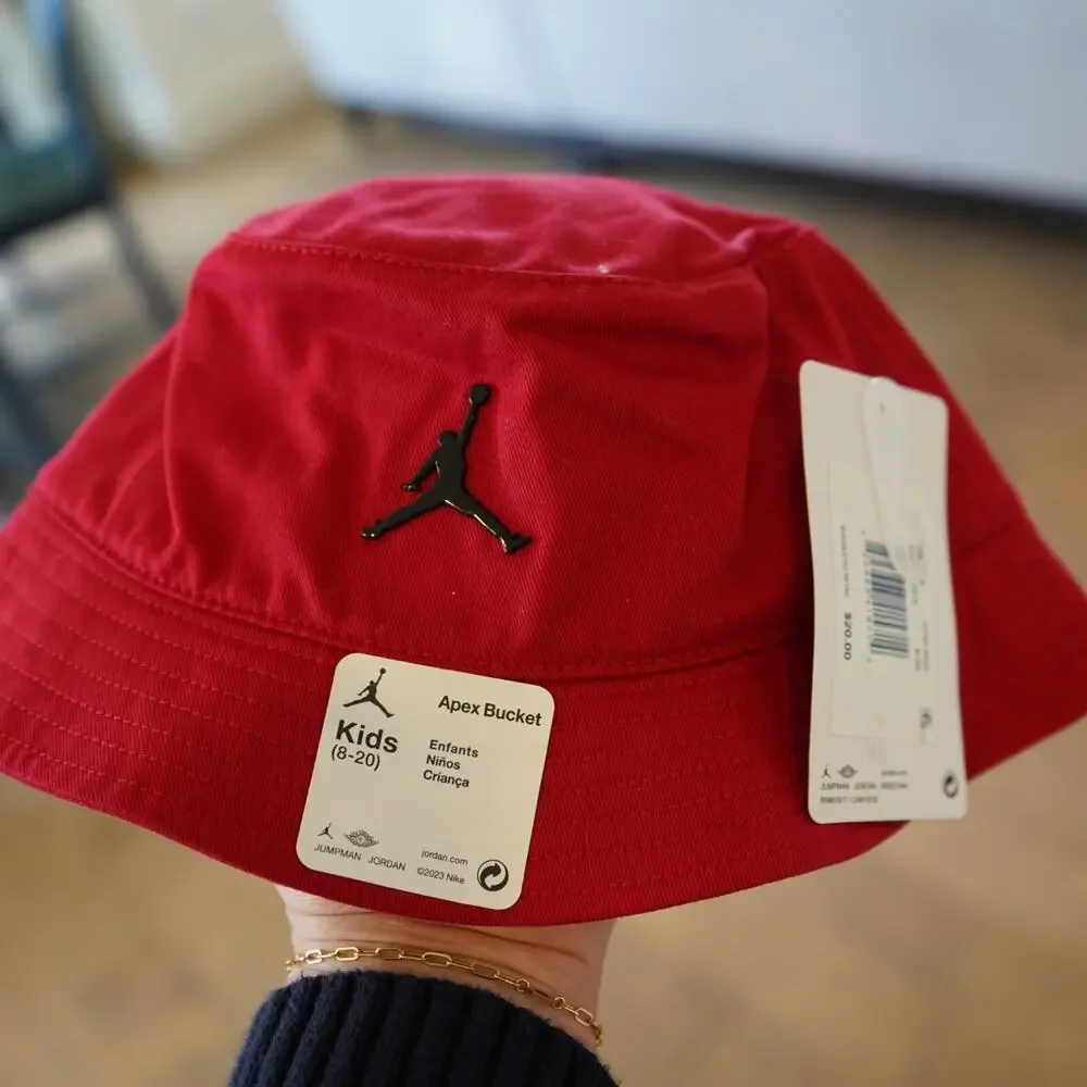 NEW Nike Jordan Jumpman YOUTH Boys‎ Twill Bucket Hat Black Chrome Badge One Size